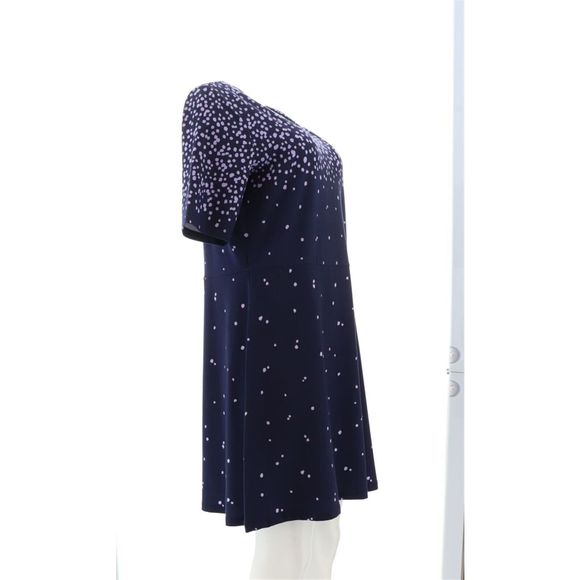 Isaac Mizrahi Scattered Dot Fit Flare Dress Dark Navy A395256A - Picture 8 of 9